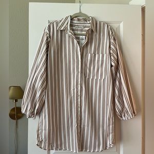 Abercrombie & Fitch Long Sleeve Poplin Puff Sleeve Shirt Dress